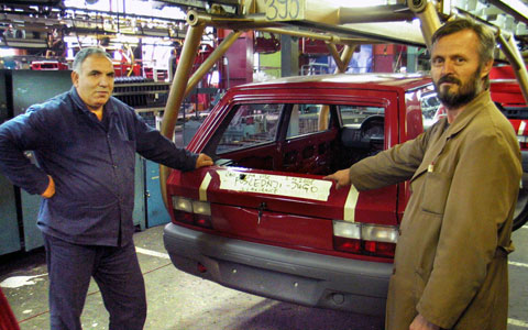  Yugo 794428 a red Koral In left the lines at Zastava Automobili's 
